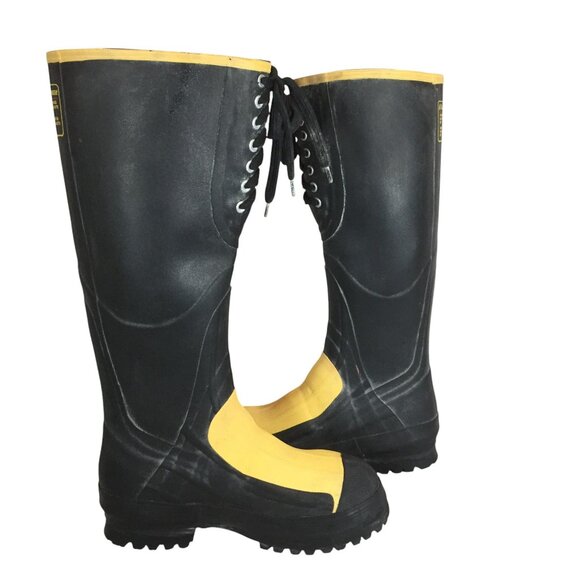 LaCrosse ASTM Safety Toe Tall Black Rubber Boots Vibram Sole Mens 6 /Women 8.5 main image 12